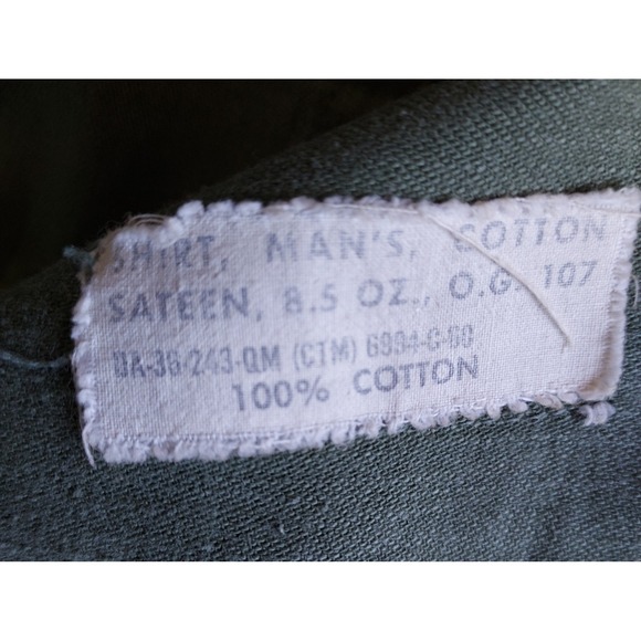 Vintage 60s US Army Trooper Fatigue‎ Vietnam Field Cotton Utility Shirt Medium - Picture 14 of 16